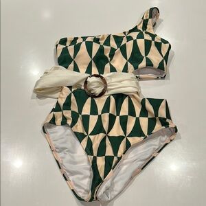 Geometric One-Shoulder Women Swim One Piece